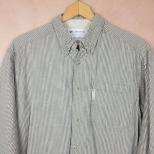Vintage Columbia Long Sleeve Button Down Shirt Blue Gray Size Medium